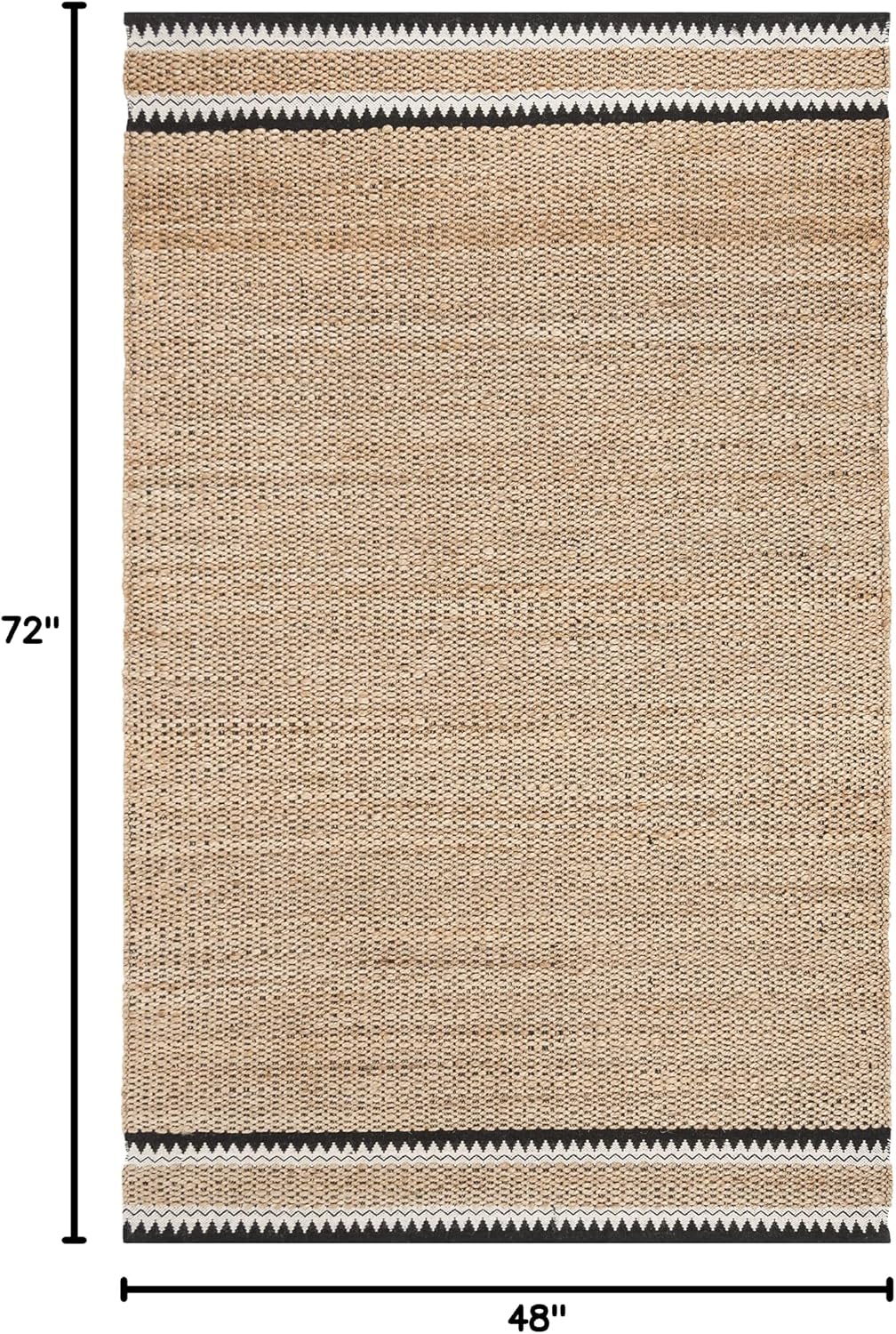 Natural Fiber Collection Accent Rug, Natural & Black, Handmade Farmhouse Boho Coastal Rustic Jute, Ideal