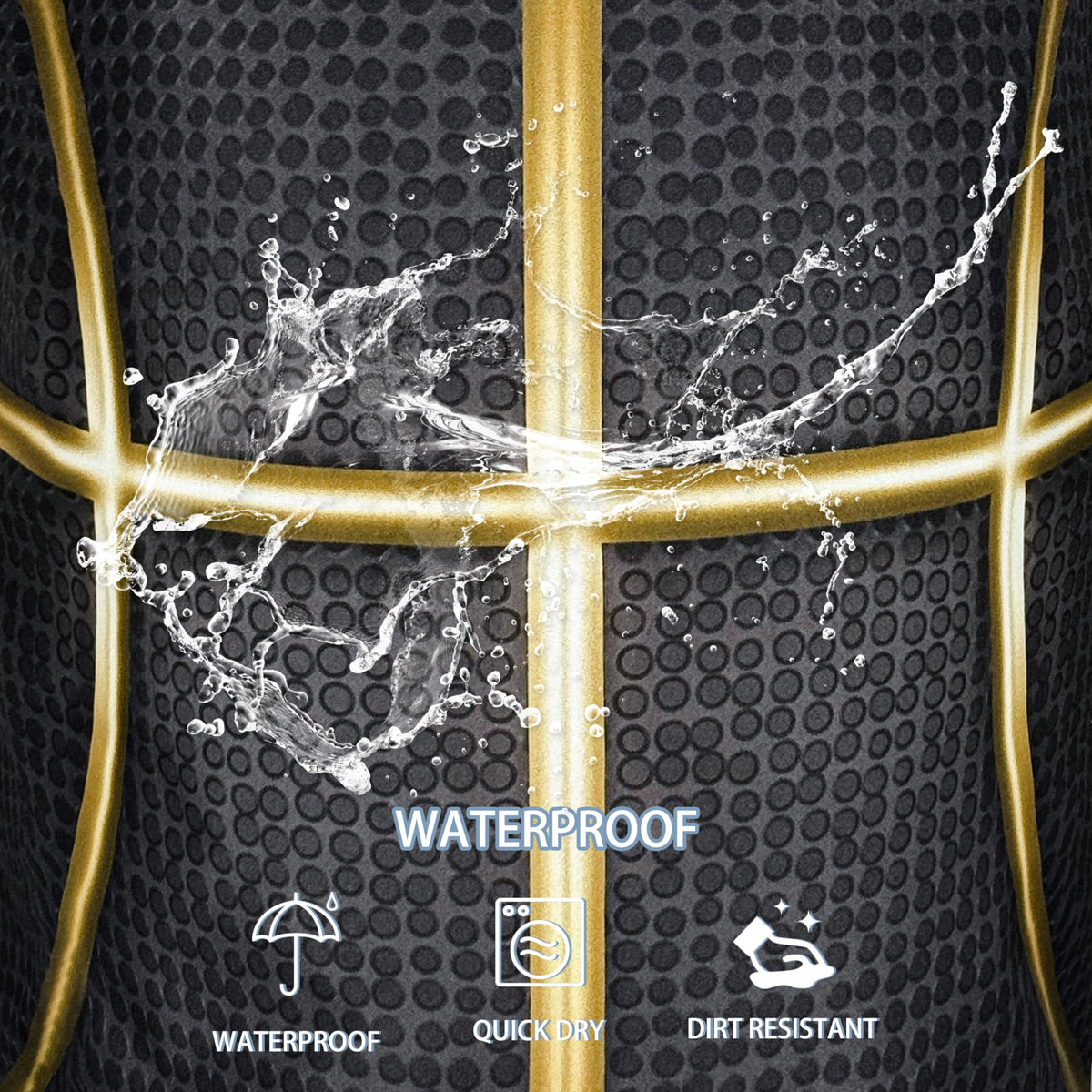 Black And Gold Basketball Laundry Basket Foldable Waterproof Oxford Cloth