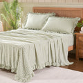 Gingham Queen Sheet Set, Lightweight Super Soft Brushed Microfiber Plaid Bed Sheets with 16" Deep Pocket, 4 Piece
