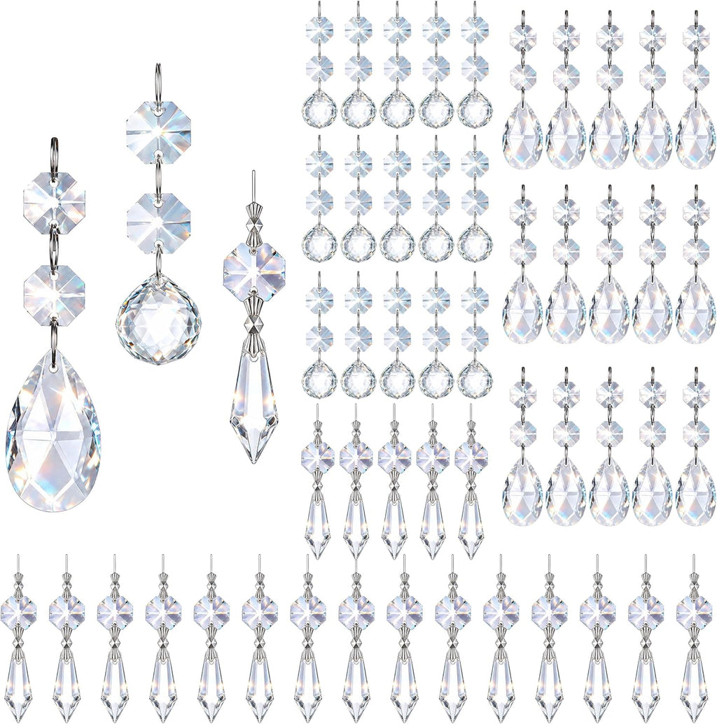 50pcs Assorted Chandelier Crystal Prism Replacement Suncatcher