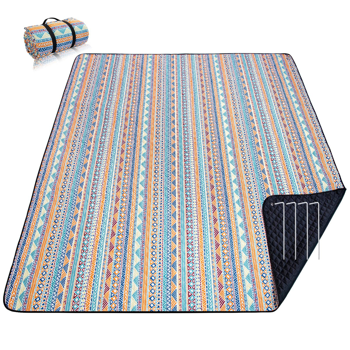 Picnic Blankets Extra Large, Waterproof Foldable Outdoor Beach Blanket Oversized 83x79" Sandproof, 3-Layer Picnic Mat