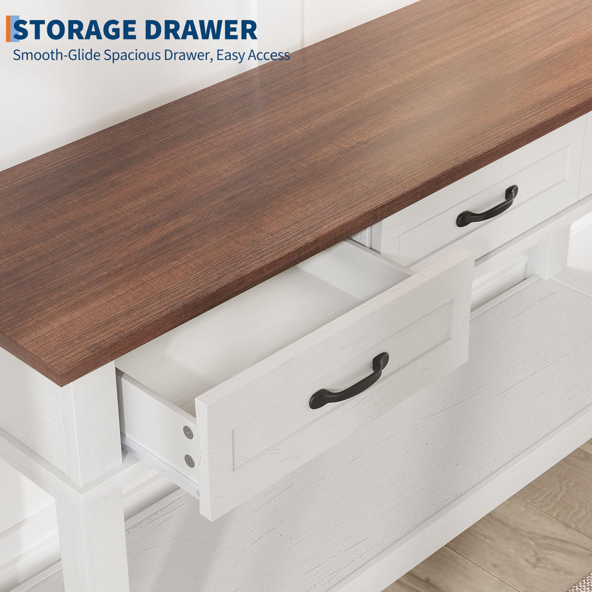 3 Drawers Entryway Table, Farmhouse Wooden Console Table