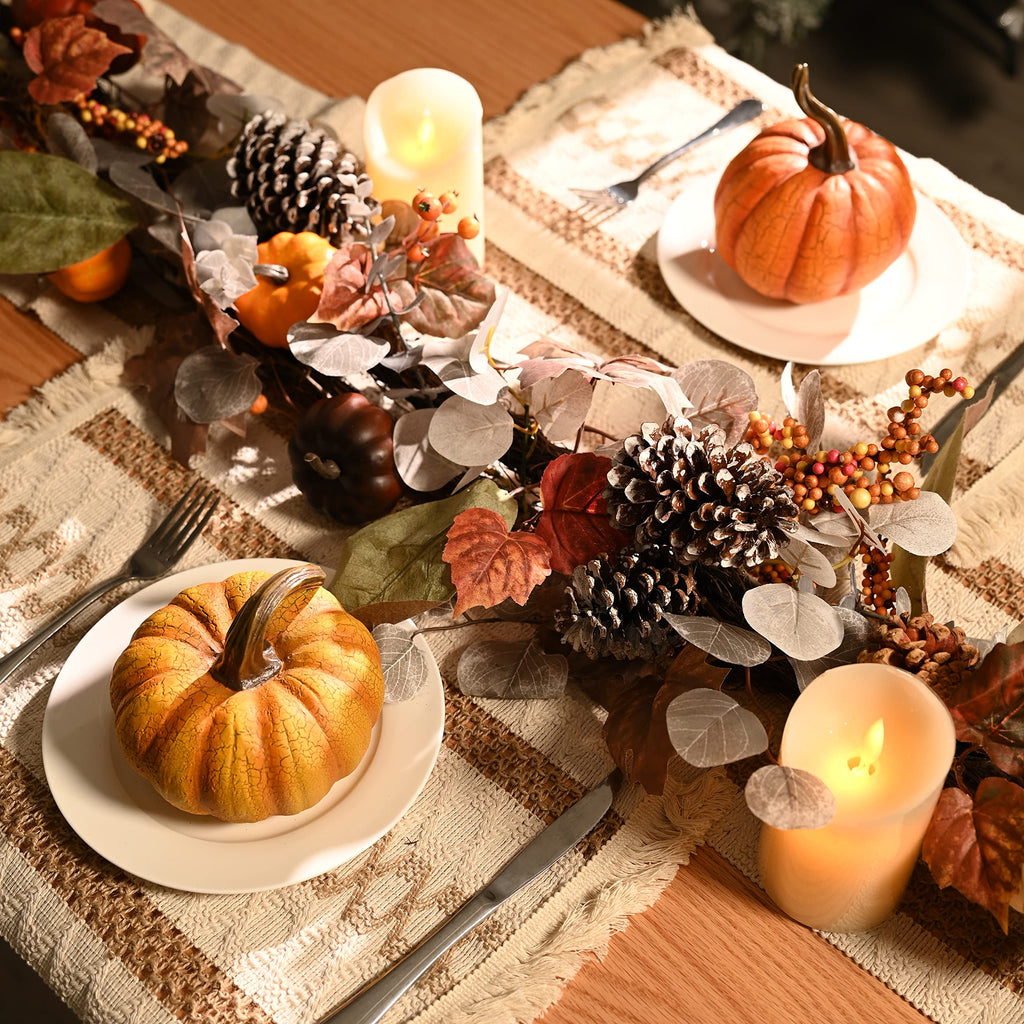6ft Fall Maple Leaves Garlands for Mantle with Pumpkins