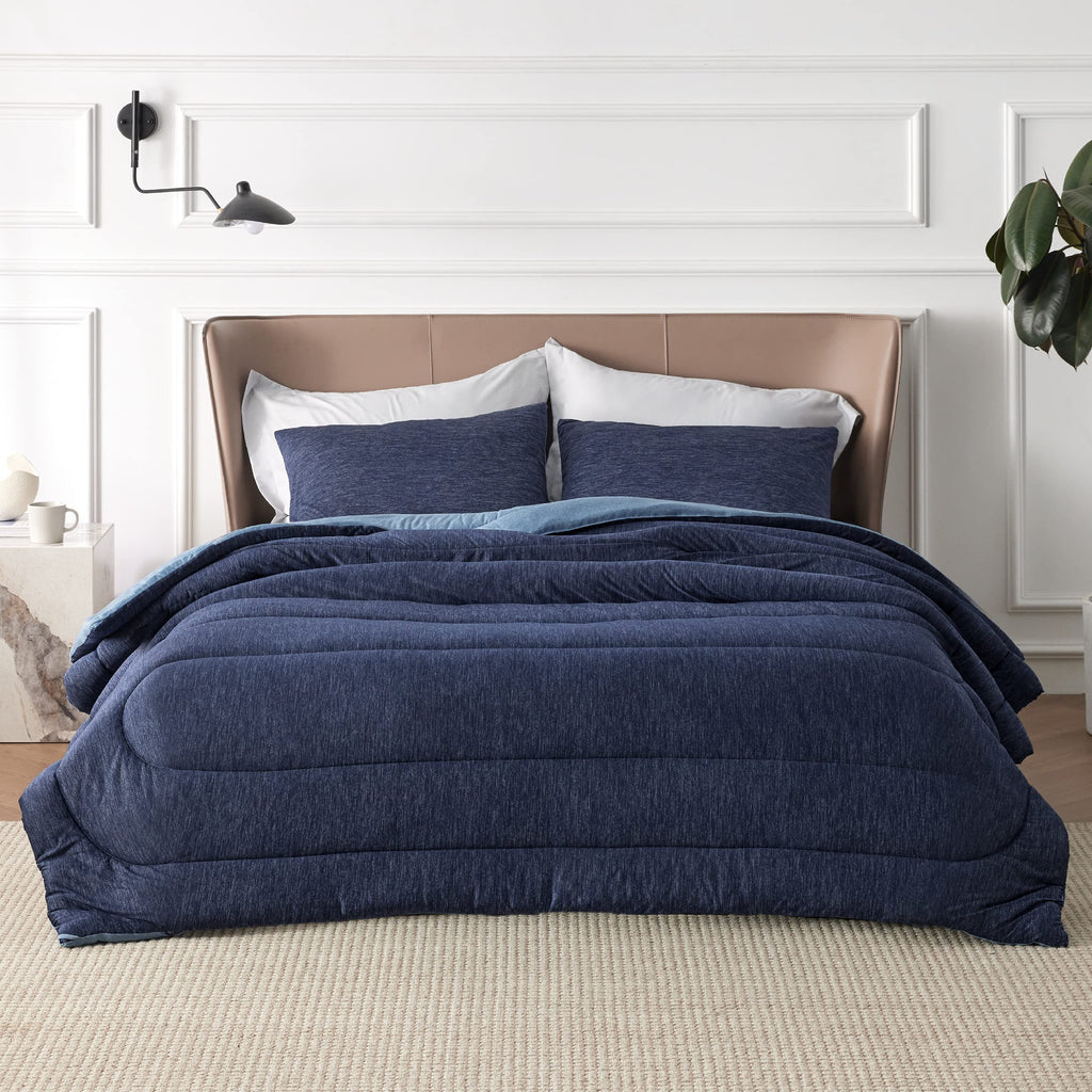 Comforter Set, All-Season & Cooling Bedding, Navy Blue