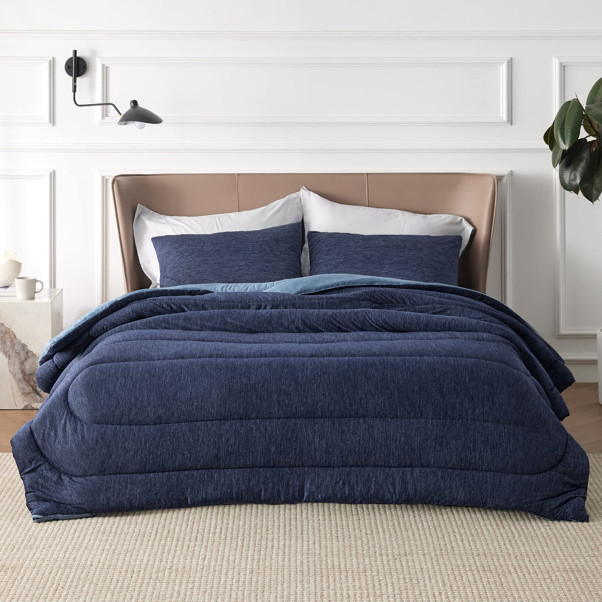 Comforter Set, All-Season & Cooling Bedding, Navy Blue