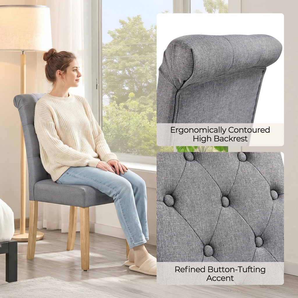 Set of 2 Modern Upholstered Parson Chairs Dark Gray