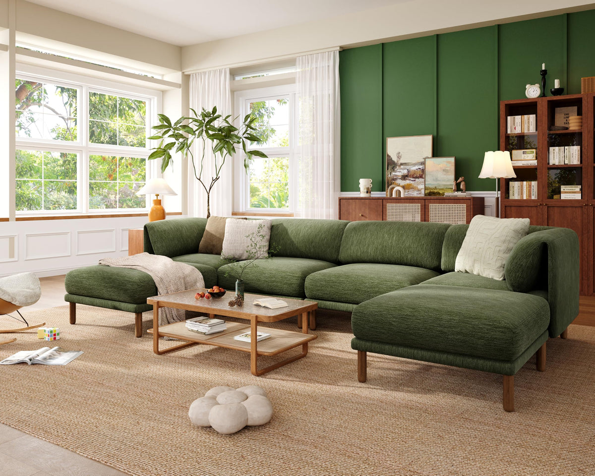 Modern Modular Sectional Couches, Sectional Cload Sofa, Green
