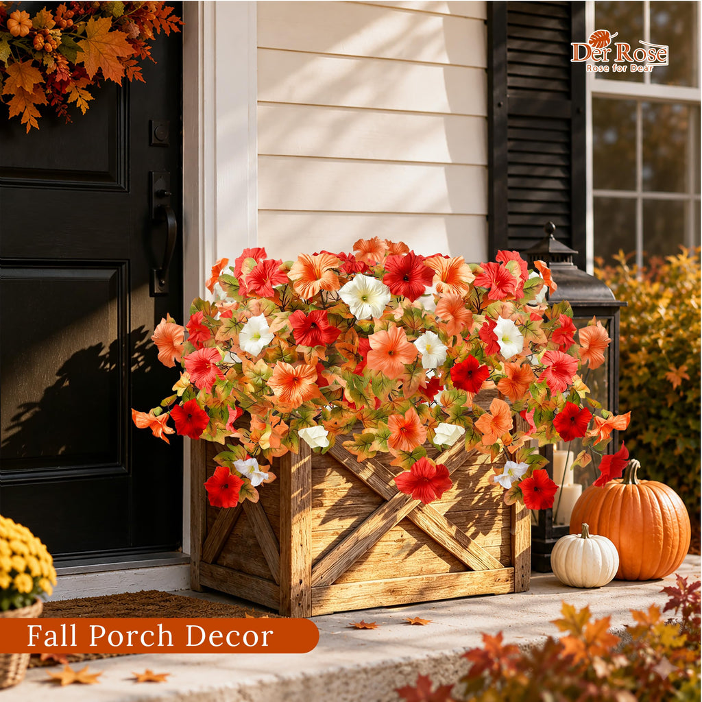 2Pcs Artificial Fall Hanging Flowers for Basket Outdoors