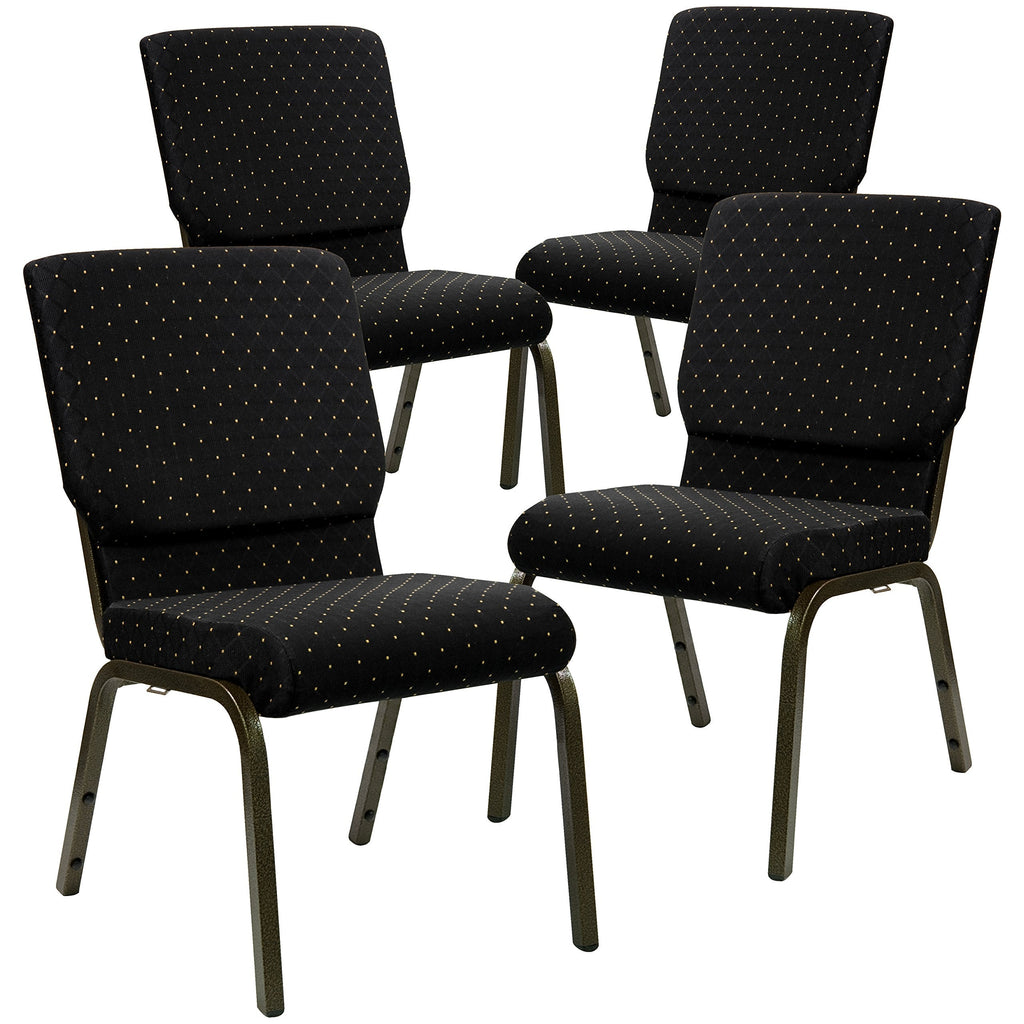 Hercules 18.5 in Wide Fabric Church Chair, Black, 4-Pack