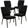 Hercules 18.5 in Wide Fabric Church Chair, Black, 4-Pack