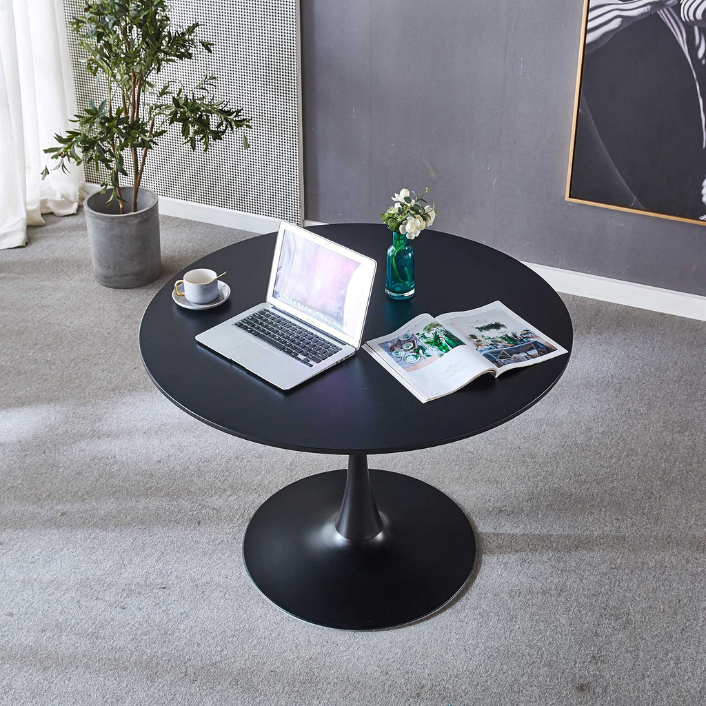 Inspired Saarinen Style 42" Round Tulip Table with Thickened Tabletop & Metal Pedestal