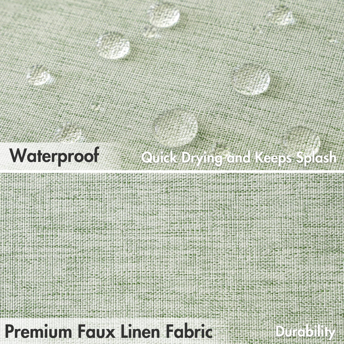 Stall Spring Linen Shower Curtain Sage Green W36*L72 6 Metal Hooks