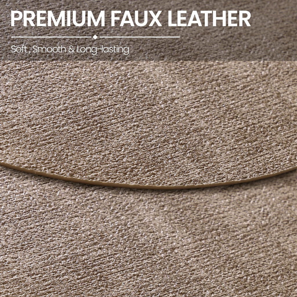 Oval Faux Leather Placemats Set of 6, Easy to Clean, Light Brown