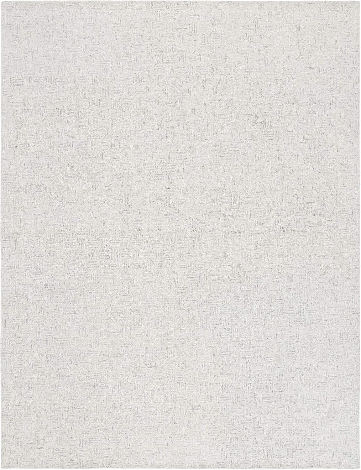 Area Rug - Micro-Loop Collection - Large - Light Grey & Ivory, Handmade Wool, Ideal, Dining Space (MLP537F)