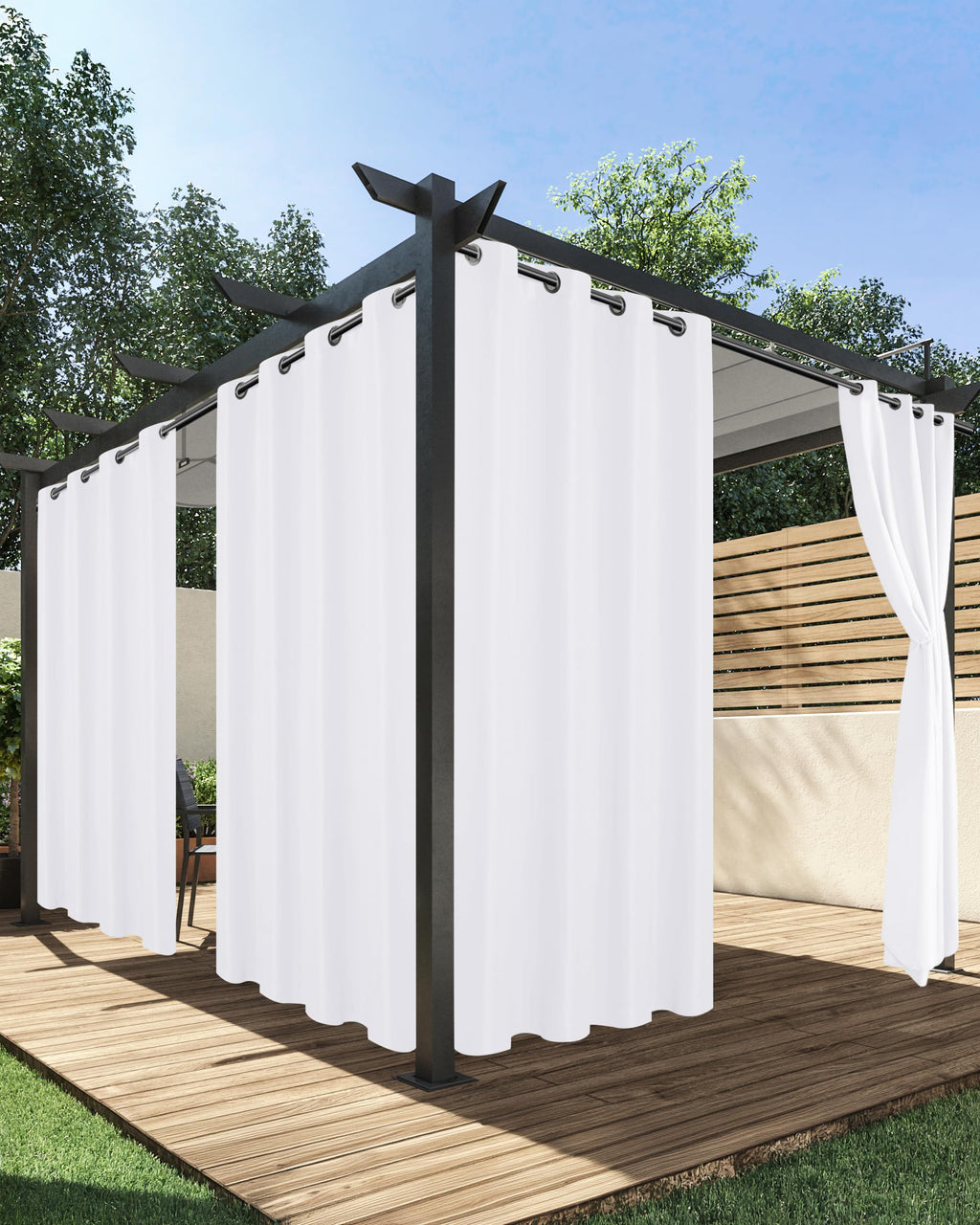 White Outdoor Curtains Waterproof 4 Pcs 54x120 Inch