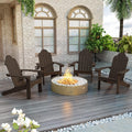 Outdoor Adirondack Chair, Cup Holder, Set of 4, Dark Brown | HDPS poly lumber, all-weather resistant, Low