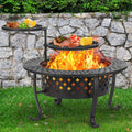 36-Inch Wood Burning Fire Pit with Two Grills and Fitted Lid