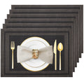 Black Gold Vinyl Placemats Set of 6, Heat Resistant Table Placemats