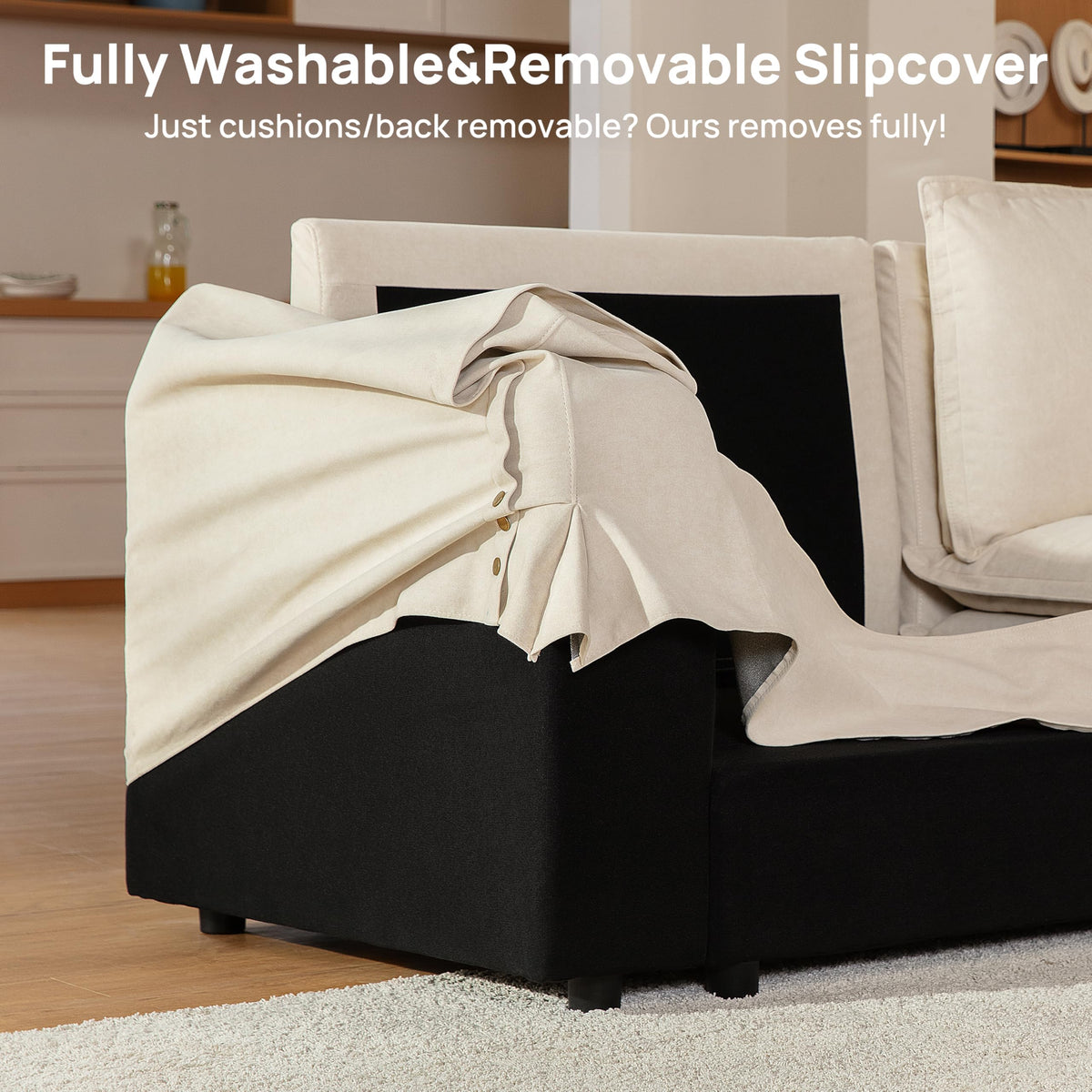 89" Washable Oversized Modular Sectional Sofa Couches, Beige