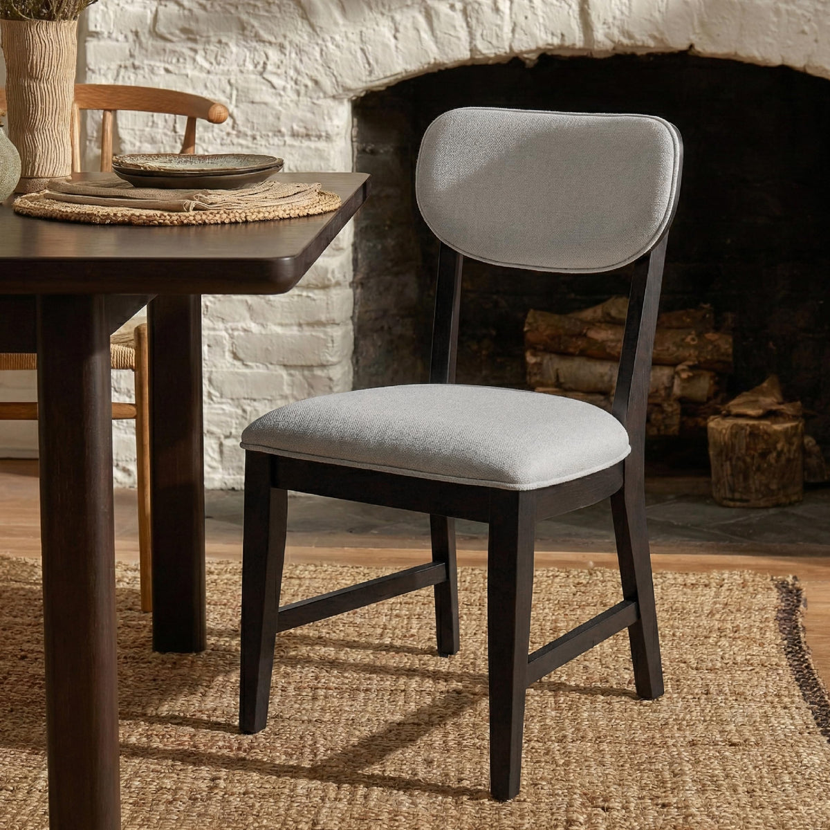 Inspired Bertoia Style Solid Wood Dining Chairs Set of 4, Mid Century Modern Upholstered Kitchen Chairs with 3.3" Thick Cushion, Farmhouse