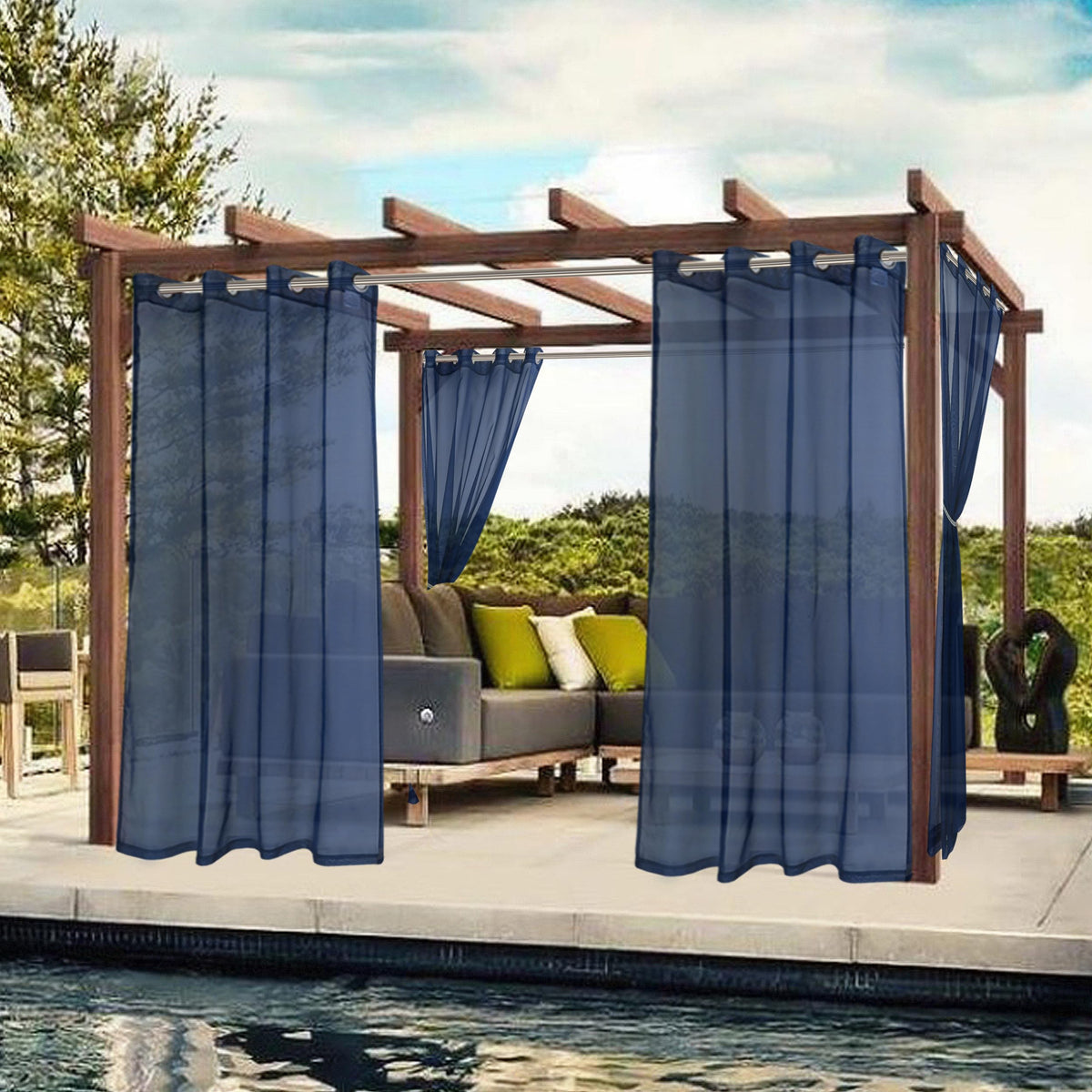 Waterproof Indoor/Outdoor Sheer Curtains 2 Panels