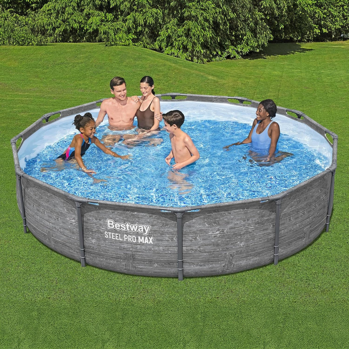 Steel Pro MAX 12' x 30" Above Ground Pool, Round Metal Frame Outdoor Swimming Pool Set with Filter Pump, Stacked