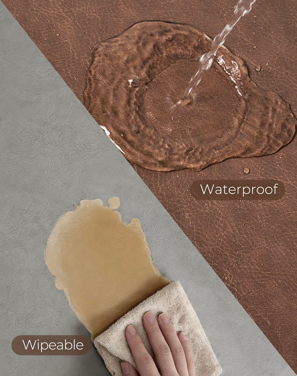 Reversible Faux Leather Placemats Set of 4, 12x17 Inch, Heat Resistant Waterproof Non-Slip Table Mats for Dining