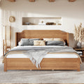 Farmhouse Rustic Solid Wood Bed Frame with Headboard