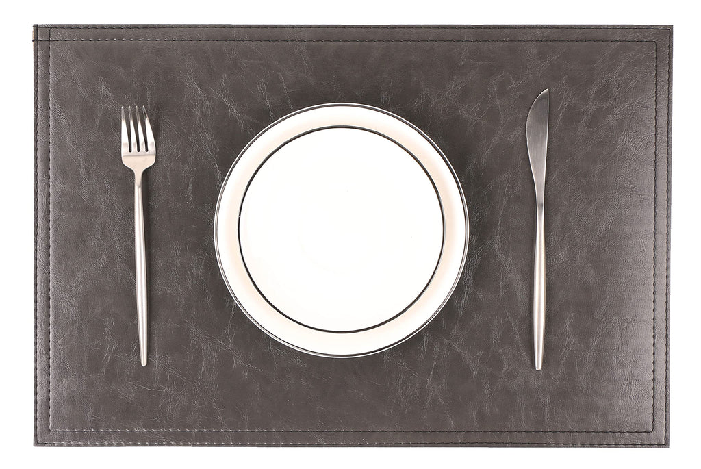 Waterproof PU Placemats, Faux Leather Dinging Table Mat, Set of 6, Easy to Wipe Off Scrub Vinyl Mat, Heat & Stain
