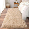 2x6 Beige Fluffy Shag Runner Rug, Soft for Hallways and Bedsides