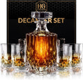 Ry Gift For Men - Whiskey Decanter Set For Beloved Husband Or Dad Birthday Gift - 4 Whiskey Glasses And Decanter Set