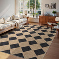 Checkered Easy Jute Rug 8x10 Outdoor Rug Large Washable Area Rugs for Living Room Bedroom Non Slip Neutral Farmhouse