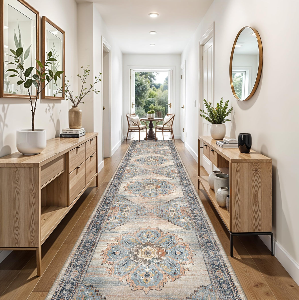 3x12 ft Non Slip Hallway Runner Rug - Long Washable Stain Resistant Low Pile Thin Carpet Runners Entryway Bathroom