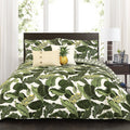 Tropical Paradise Reversible Quilt 5 Piece Set Green - Coastal Bedding Set Quilt - Beach Decor - Green
