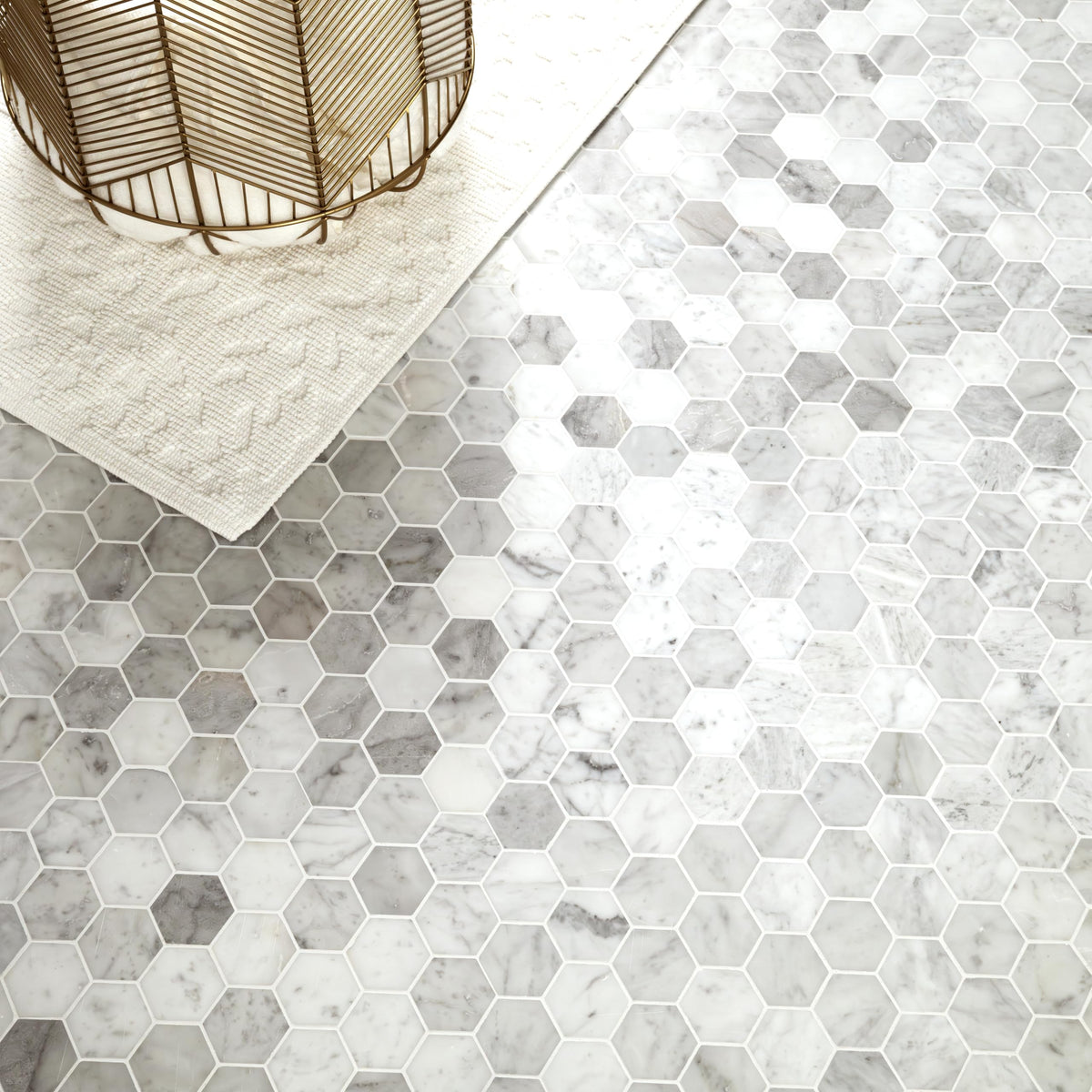 Honed Marble Hexagon Wall Tile | Carrara White | 12" x 11.75"