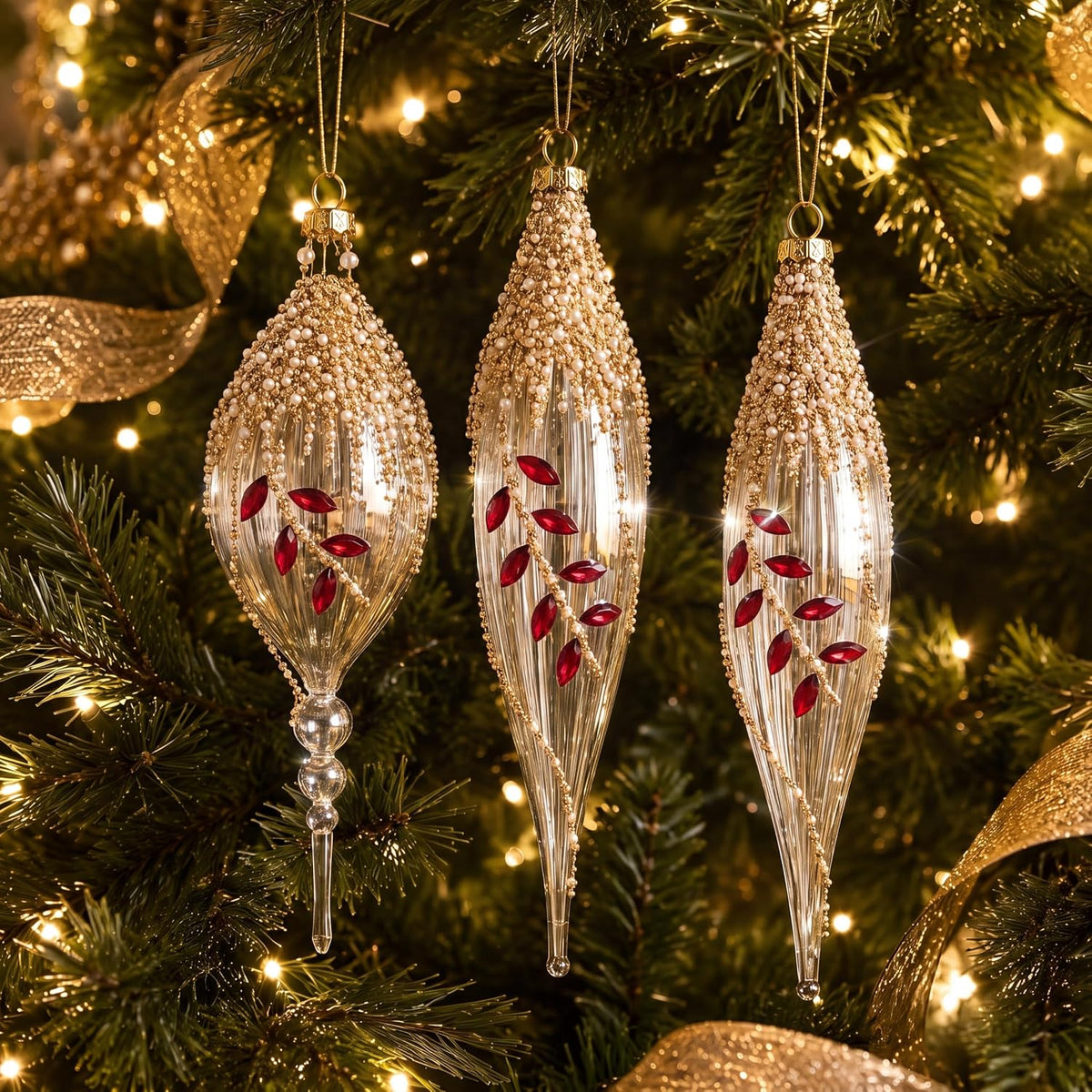 3 Pcs Christmas Glass Ball Ornaments Xmas Tree Decorations