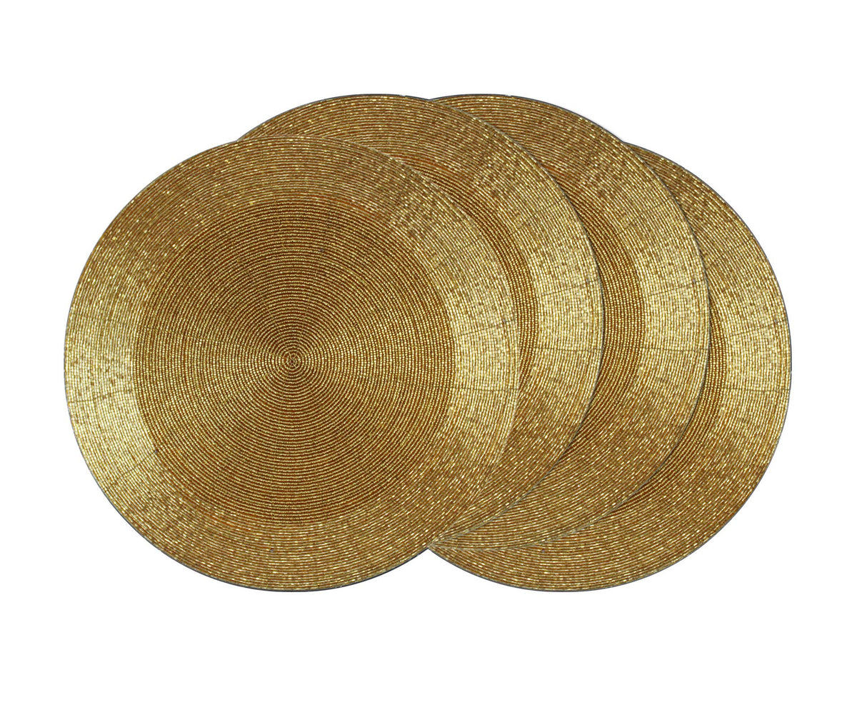 Glitz Handmade Beaded Charger Placemats - Set of 4 - Gold