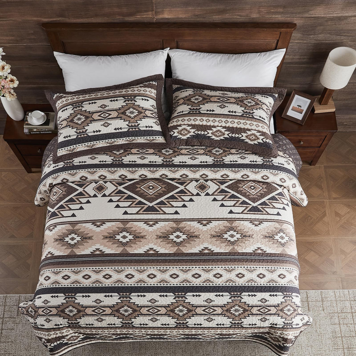 Traditional Quilt - 3 Pieces Rustic Aztec Bedding Sets