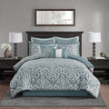 Modern Jacquard Damask Medallion Comforter Set, 8PC King
