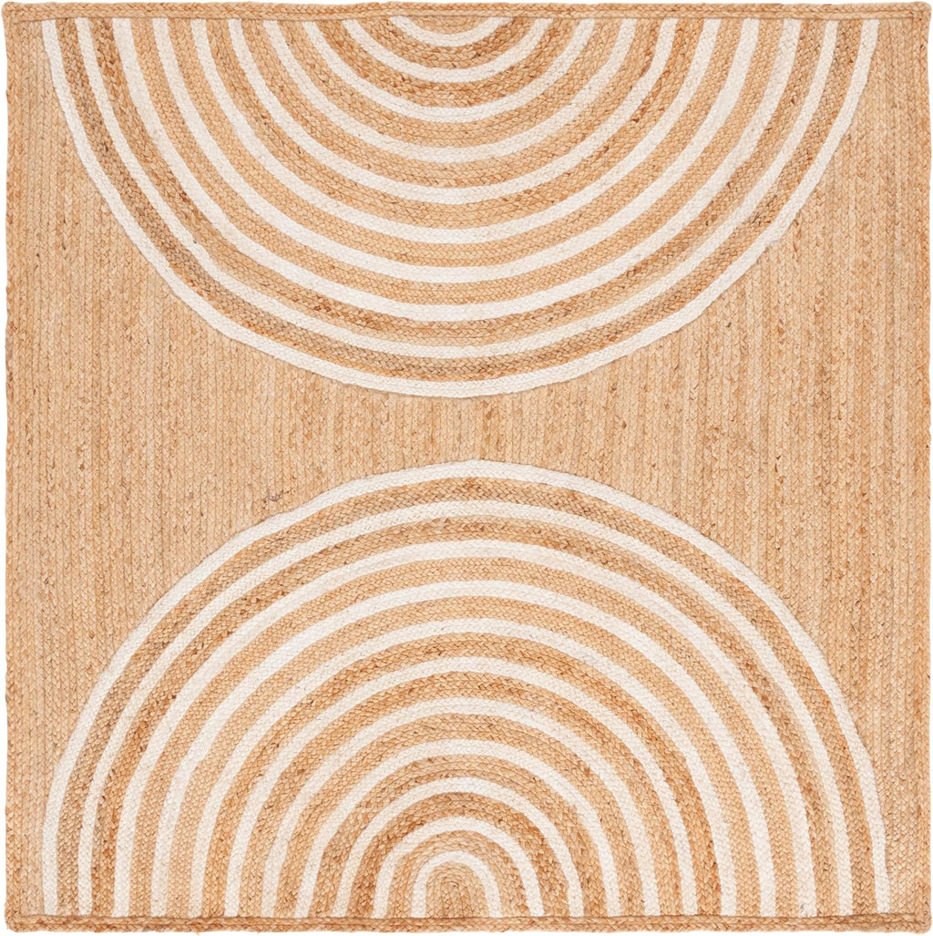 Natural Fiber Collection Area Rug - 6' Square, Natural & Ivory, Rustic Farmhouse Style, Handmade Jute, Ideal for the