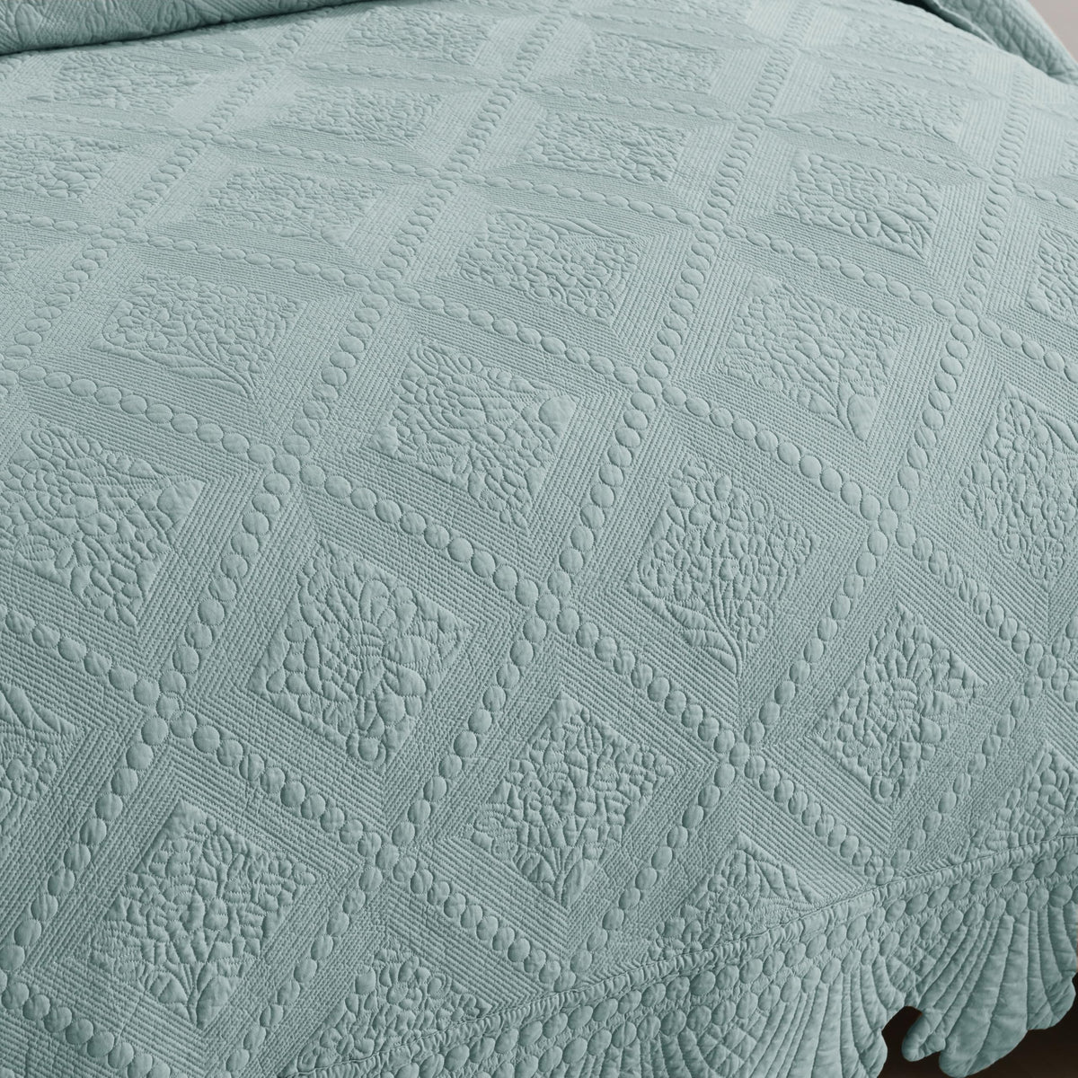 3-Piece 100% Cotton Oversized Bedspread Lightweight Quilt Coverlet Embroidery Farmhouse Bedding Set (Tk Aqua Green