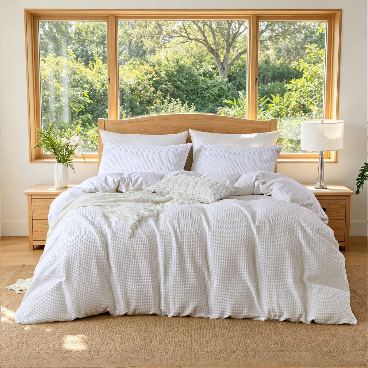 Cotton Duvet Cover - 100% Cotton Waffle Weave Duvet Cover Set