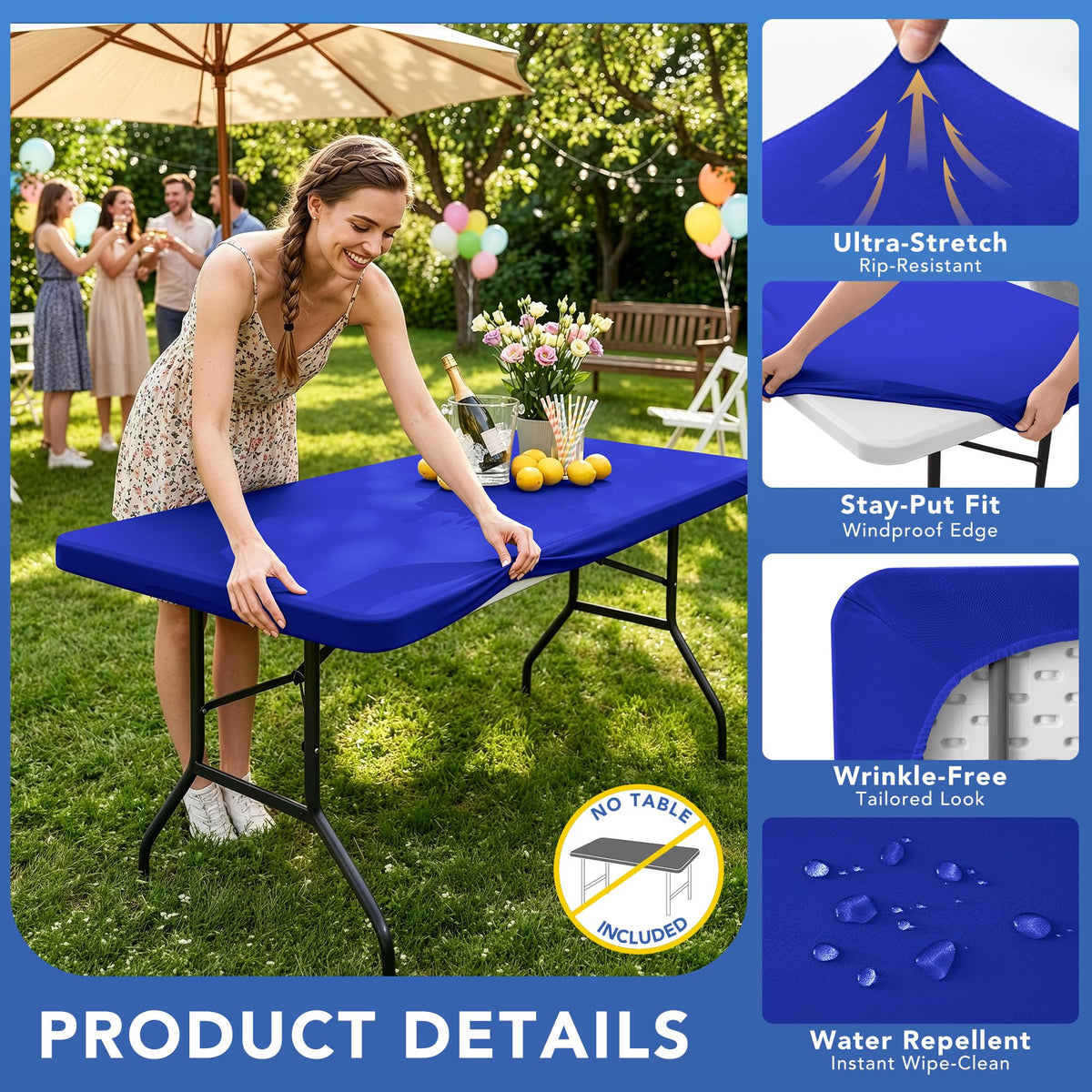 Fitted Tablecloth for 8 Foot Rectangle Tables-Outdoor Picnic Table Cover
