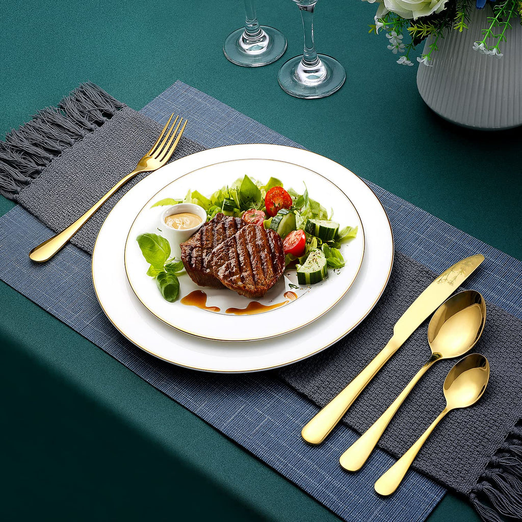 Gold Silverware Set, 24-Piece Food Grade Stainless Steel Gold Flatware Set, Kitchen Utensil Set Service for 6, Mirror