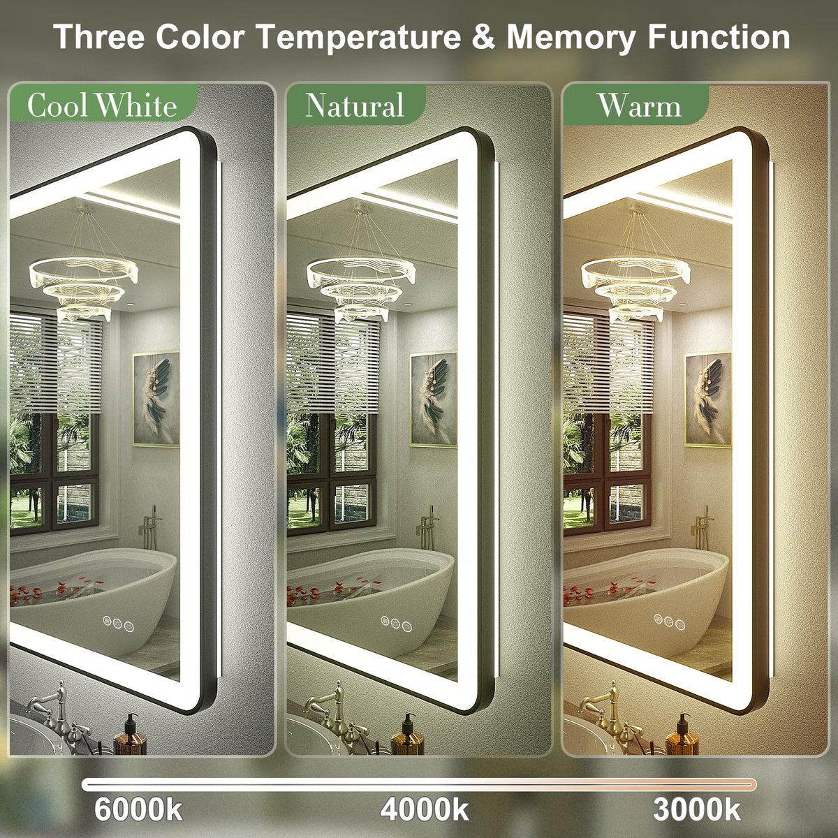 60"x30" LED Lighted Bathroom Mirror for Wall