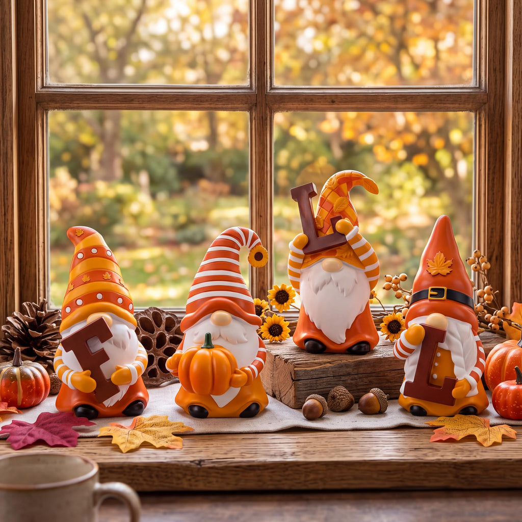 4 Pcs Resin Fall Figurines Decoration