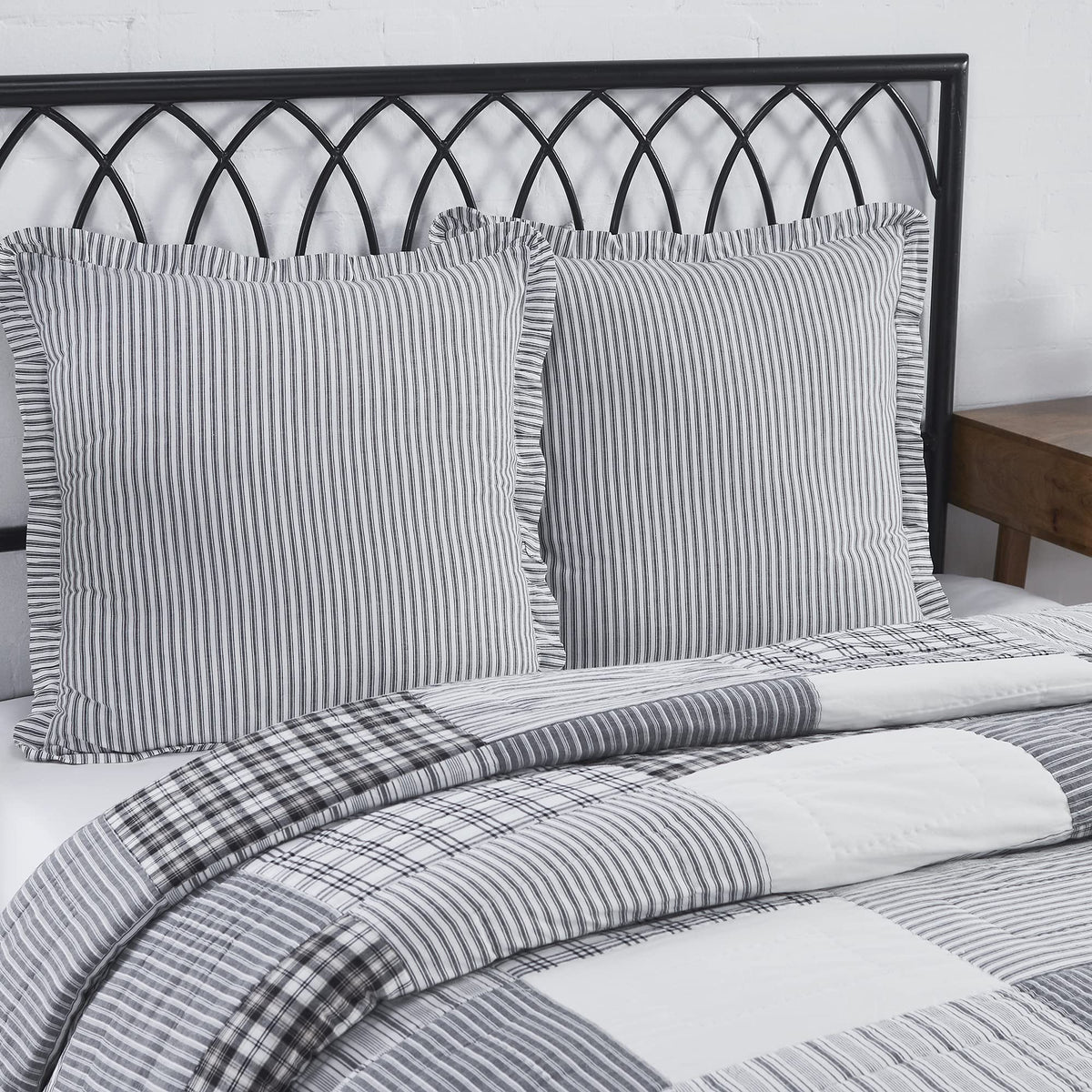 Sawyer Mill Ticking Stripe Euro Sham, Black, 26x26