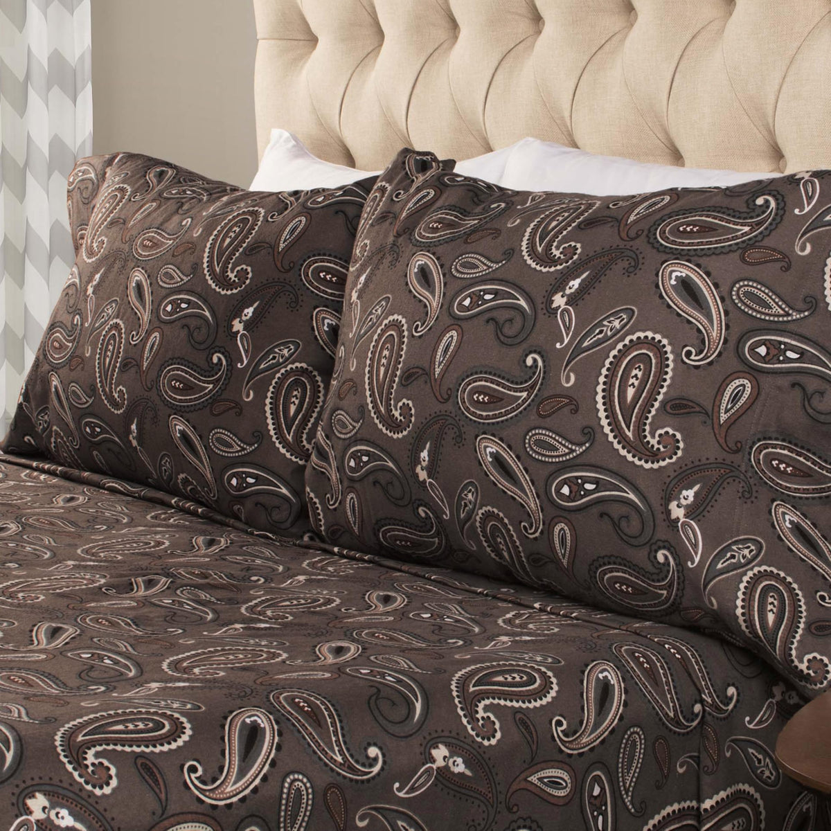 Flannel Brushed Cotton Paisley Bed Sheet Set, Warm Bedding, Bohemian Floral Sheets, Bedroom Decor, 1 Flat Sheet, 1