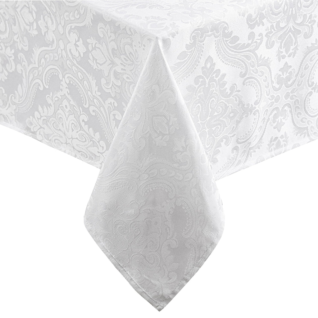 Caiden Elegance Damask Tablecloth, White - 52" W x 52" L Square