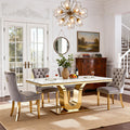 Faux Marble Dining Table Set for 4, Luxury Kitchen Table Chairs Set of 4